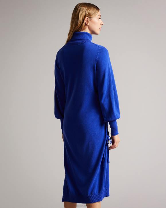 Ted Baker Aavvaa Knitted Dress With Ruched Side Detail Bright Blue Clothing Women TLPL582