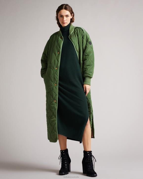 Ted Baker Aavvaa Knitted Dress With Ruched Side Detail Green Clothing Women TLPL530