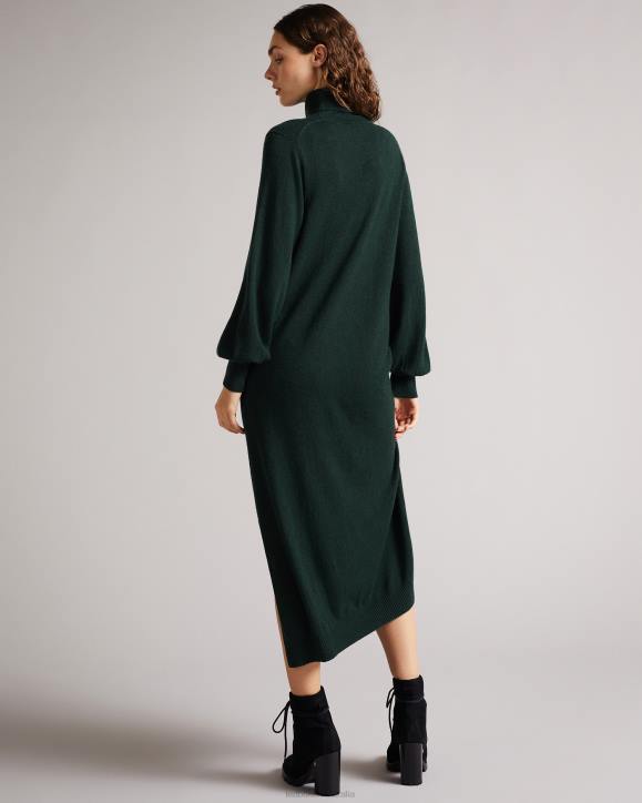 Ted Baker Aavvaa Knitted Dress With Ruched Side Detail Green Clothing Women TLPL530