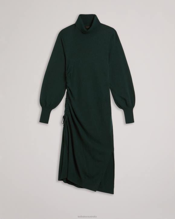 Ted Baker Aavvaa Knitted Dress With Ruched Side Detail Green Clothing Women TLPL530