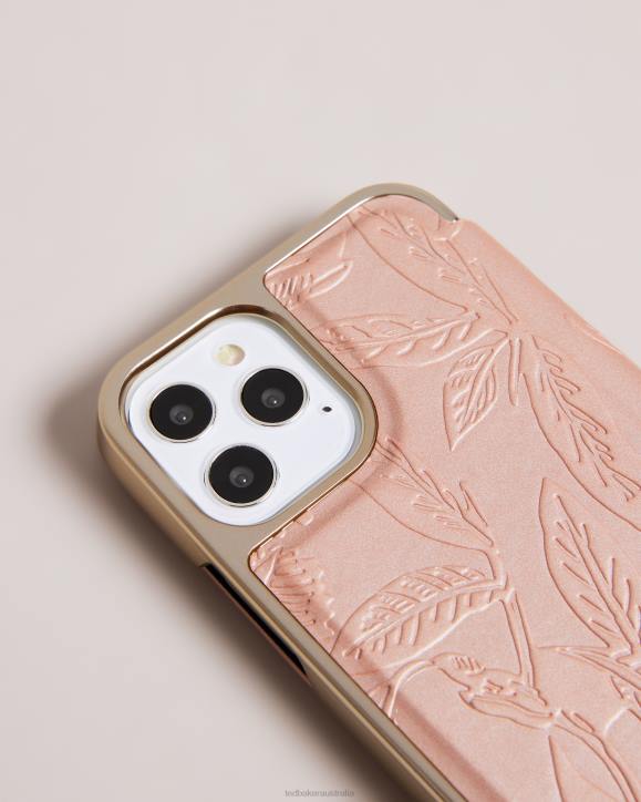 Ted Baker Abalee Embossed Leaves iPhone 12 And 12 Pro Mirror Case Pink Homeware Collection TLPL2107