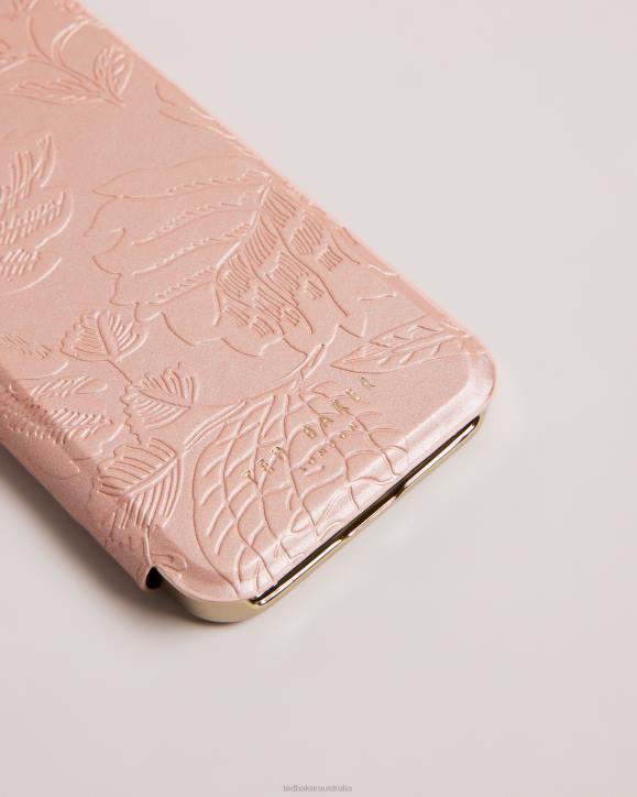 Ted Baker Abalee Embossed Leaves iPhone 12 And 12 Pro Mirror Case Pink Homeware Collection TLPL2107