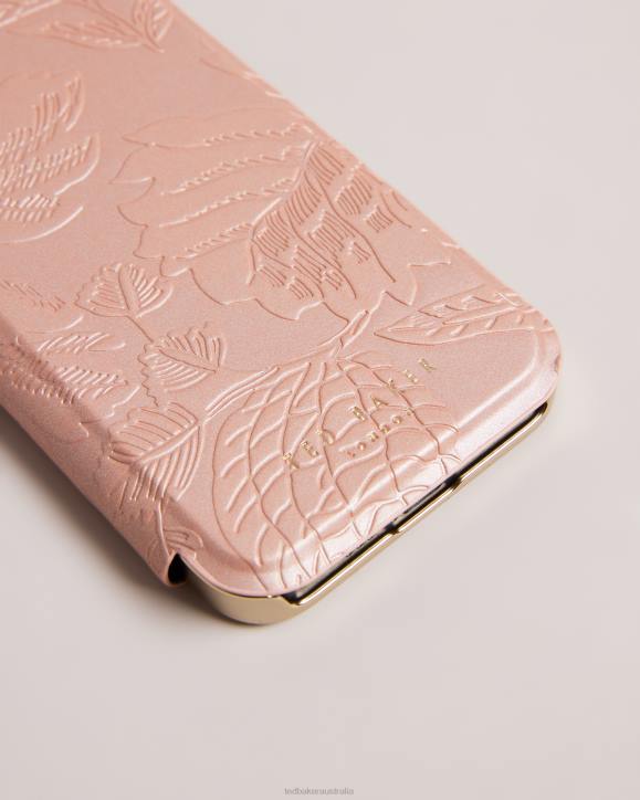 Ted Baker Abaline Embossed Leaves iPhone 13 And 14 Mirror Case Pink Homeware Collection TLPL2103