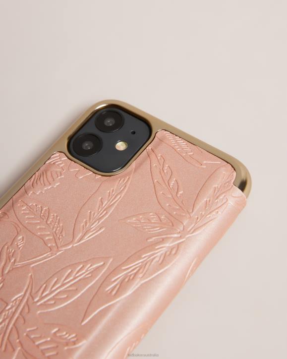 Ted Baker Abalone Embossed Leaves iPhone 11 Mirror Case Pink Homeware Collection TLPL2104