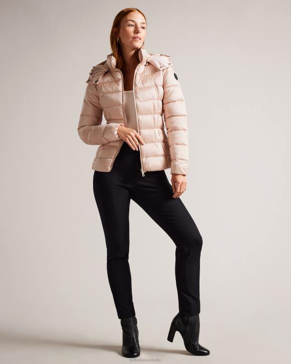 Ted Baker Abbiiee Belted Padded Coat With Detachable Hood Dusky Pink Clothing Women TLPL45