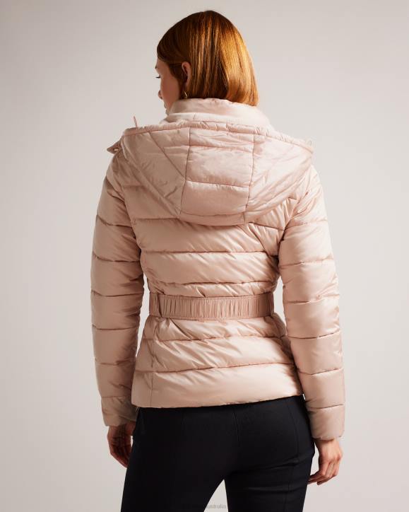 Ted Baker Abbiiee Belted Padded Coat With Detachable Hood Dusky Pink Clothing Women TLPL45