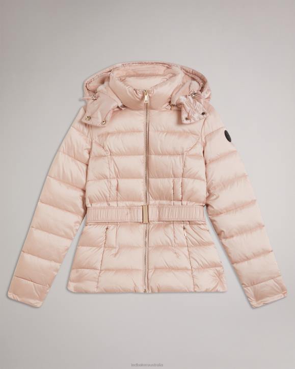 Ted Baker Abbiiee Belted Padded Coat With Detachable Hood Dusky Pink Clothing Women TLPL45