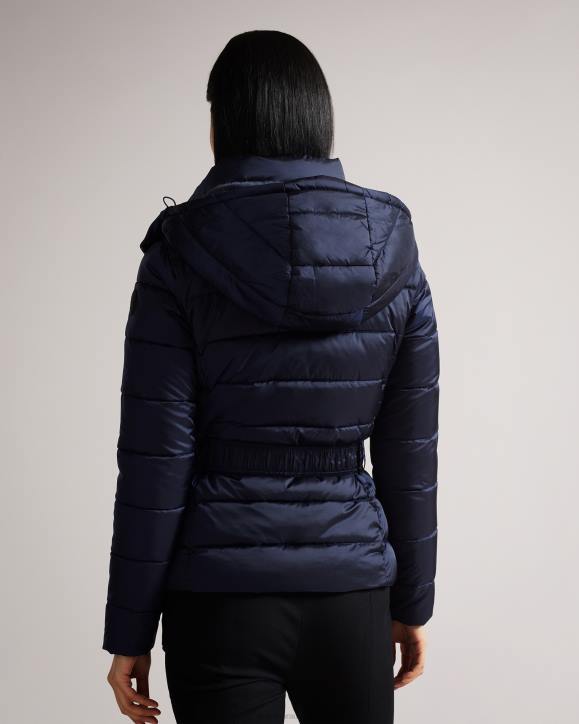 Ted Baker Abbiiee Belted Padded Coat With Detachable Hood Navy Clothing Women TLPL105