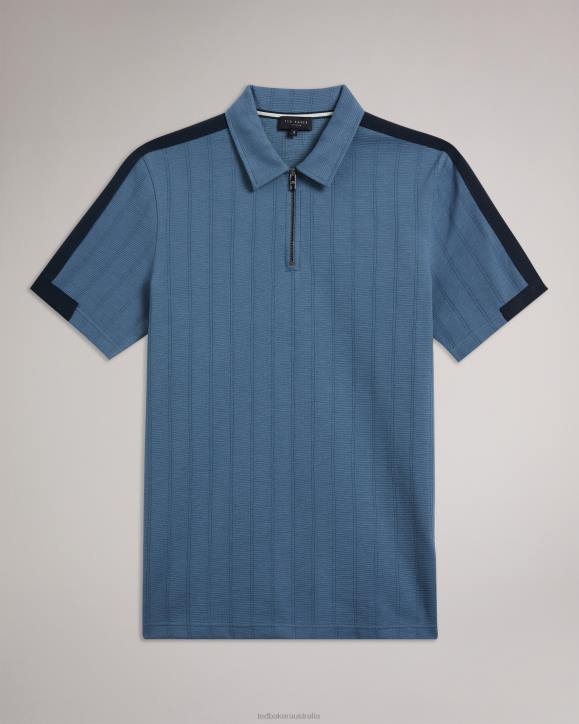 Ted Baker Abloom Short Sleeve Polo Shirt With Zip MID-BLUE Clothing Men TLPL1213