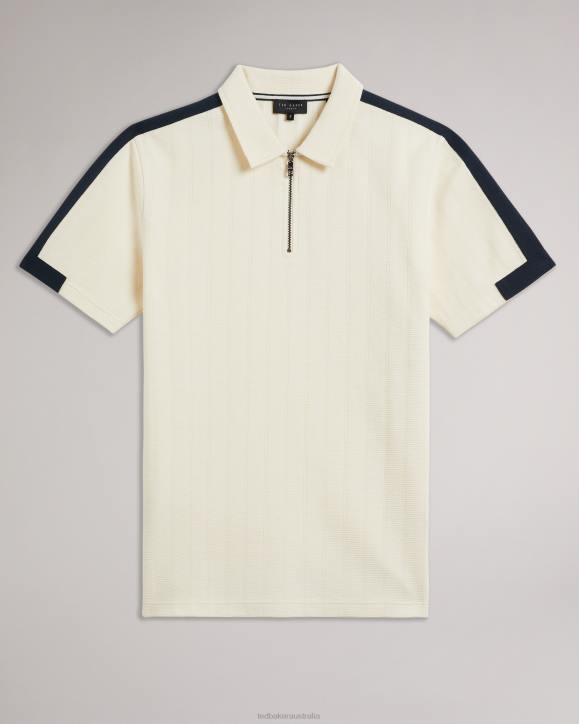 Ted Baker Abloom Short Sleeve Polo Shirt With Zip NATURAL Clothing Men TLPL1272