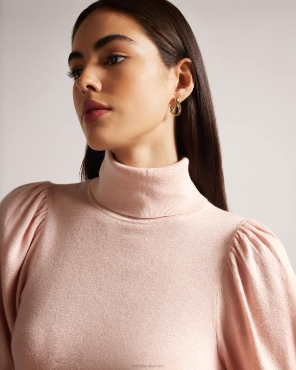 Ted Baker Aidabel Roll Neck With Volume Sleeve Detail Dusky Pink Clothing Women TLPL92