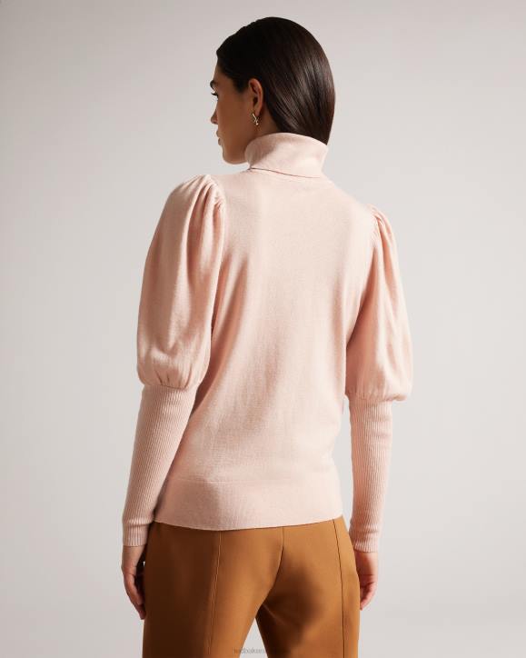 Ted Baker Aidabel Roll Neck With Volume Sleeve Detail Dusky Pink Clothing Women TLPL92