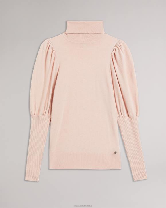 Ted Baker Aidabel Roll Neck With Volume Sleeve Detail Dusky Pink Clothing Women TLPL92