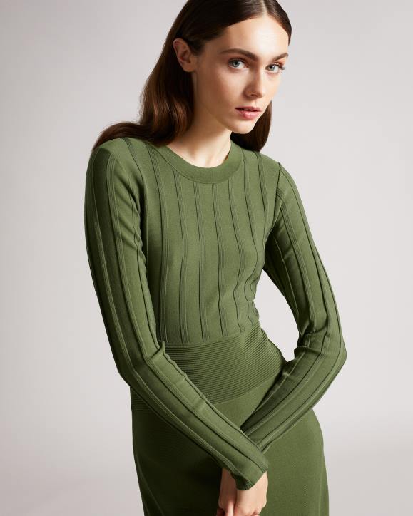 Ted Baker AimyyOpen Back Knit Dress Green Clothing Women TLPL604