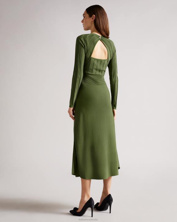 Ted Baker AimyyOpen Back Knit Dress Green Clothing Women TLPL604