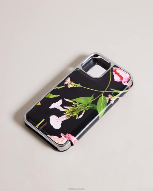 Ted Baker Akivar Bouquet Mirror Folio iPhone 12 And 12 Pro Black Homeware Collection TLPL2109