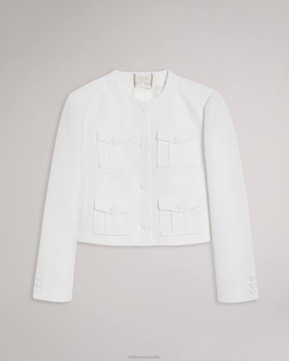 Ted Baker Alera Cropped Cargo Jacket White Clothing Women TLPL225