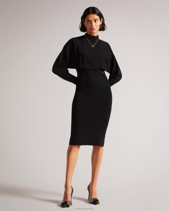 Ted Baker Alice Cocoon Midi Dress Black Clothing Women TLPL283