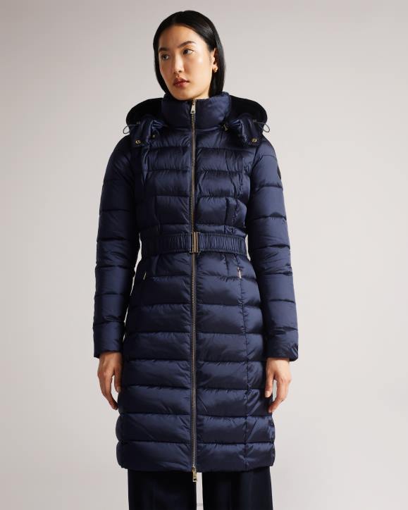 Ted Baker Aliciee Long Padded Showerproof Coat Navy Clothing Women TLPL78