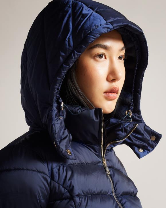 Ted Baker Aliciee Long Padded Showerproof Coat Navy Clothing Women TLPL78