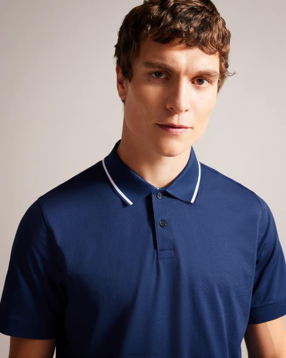 Ted Baker Allard Short Sleeve Polo Shirt Navy-Blue Clothing Men TLPL1274