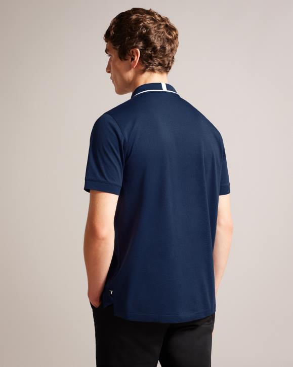 Ted Baker Allard Short Sleeve Polo Shirt Navy-Blue Clothing Men TLPL1274