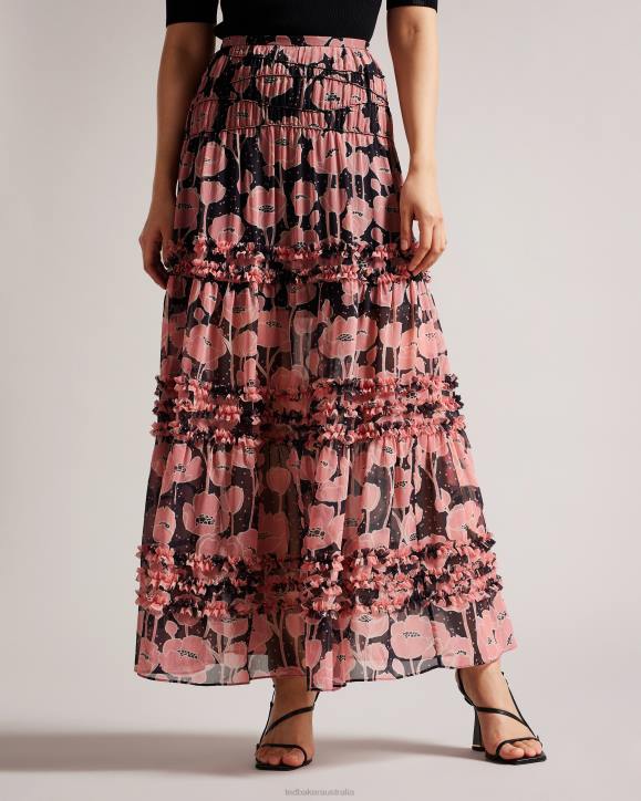 Ted Baker Allesaa Tiered Maxi Skirt Black Clothing Women TLPL247