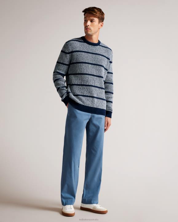 Ted Baker Angio Regular Fit Textured Stripe Jumper Blue Clothing Men TLPL1288