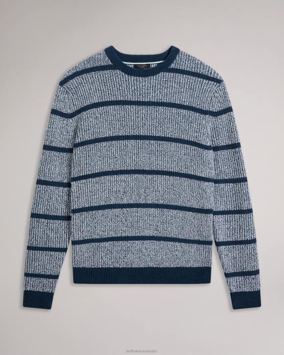 Ted Baker Angio Regular Fit Textured Stripe Jumper Blue Clothing Men TLPL1288