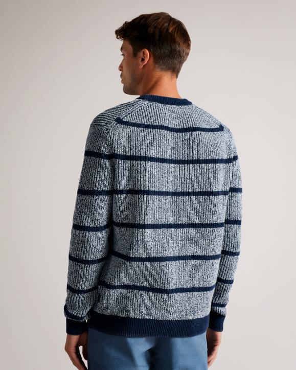 Ted Baker Angio Regular Fit Textured Stripe Jumper Blue Clothing Men TLPL1288