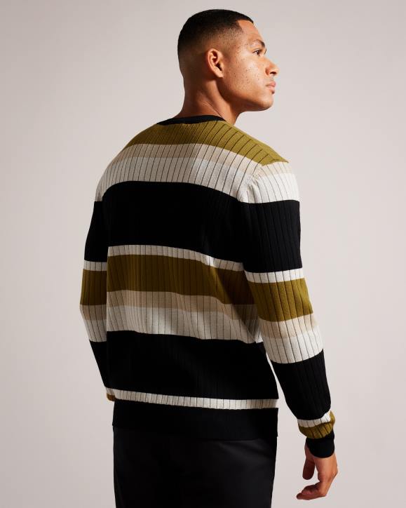 Ted Baker Array Long Sleeve Regular Fit Striped Jumper Natural Clothing Men TLPL1270