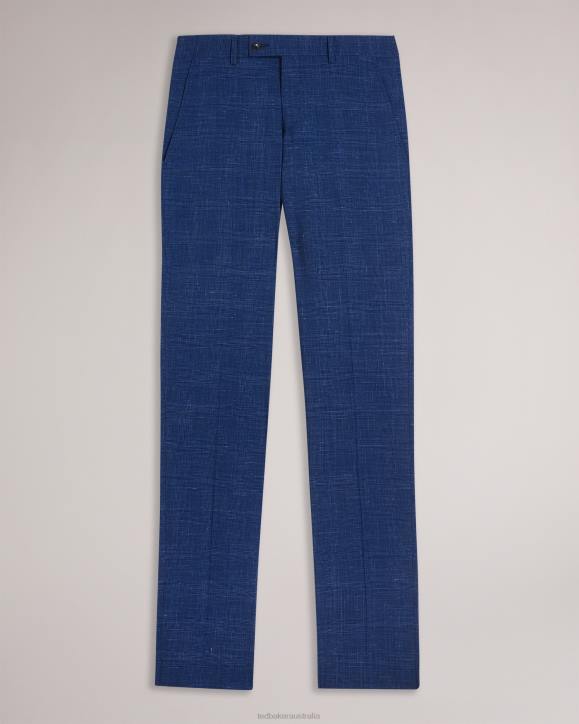 Ted Baker Audent Wool And Linen Check Suit Trousers Navy Clothing Men TLPL1423