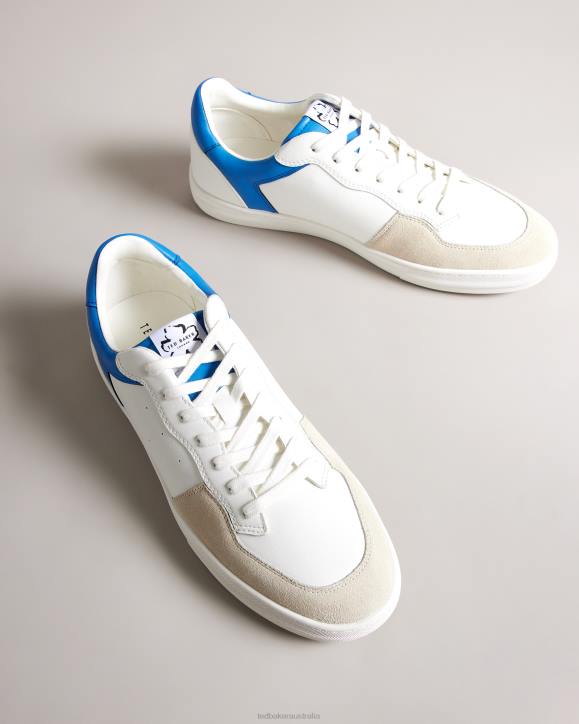 Ted Baker Barkerl Leather And Suede Trainers Blue Shoes Men TLPL2022