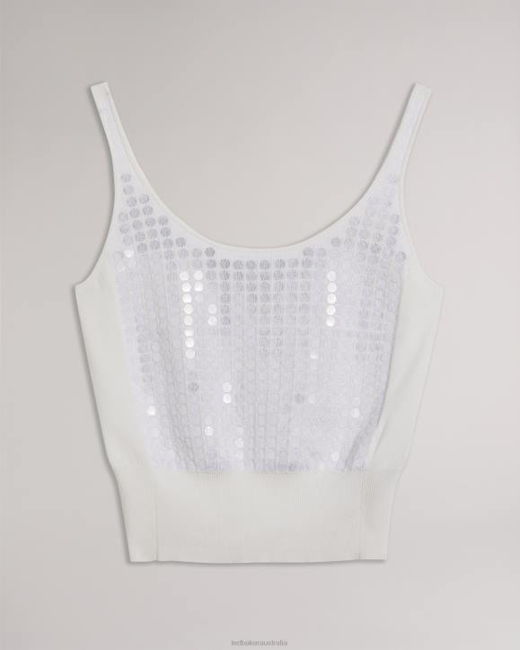 Ted Baker Bobbiiy Sequin Detail Knitted Vest White Clothing Women TLPL145