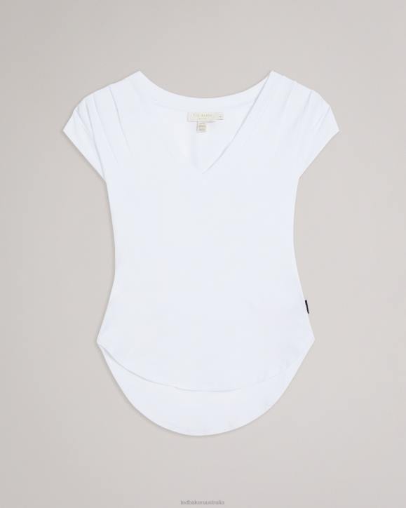 Ted Baker Brilyan Fitted V Neck Top White Clothing Women TLPL113