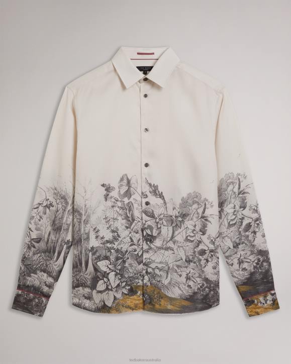 Ted Baker Bushey Long Sleeve Botanical Border Shirt Natural Clothing Men TLPL1391