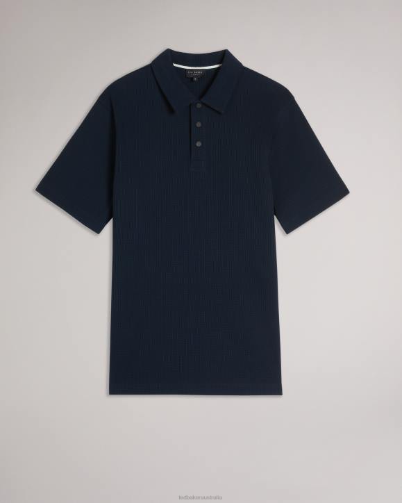 Ted Baker Bute Short Sleeve Regular Fit Textured Polo Shirt Navy Clothing Men TLPL1234