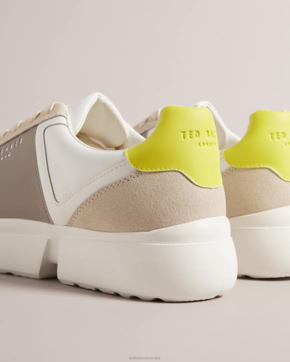 Ted Baker Cecyle Leather Trainers Lime Shoes Men TLPL1795