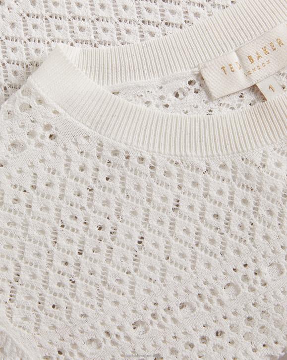 Ted Baker Cette Lace Stitch Cropped Jumper White Clothing Women TLPL634