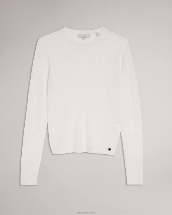 Ted Baker Cette Lace Stitch Cropped Jumper White Clothing Women TLPL634