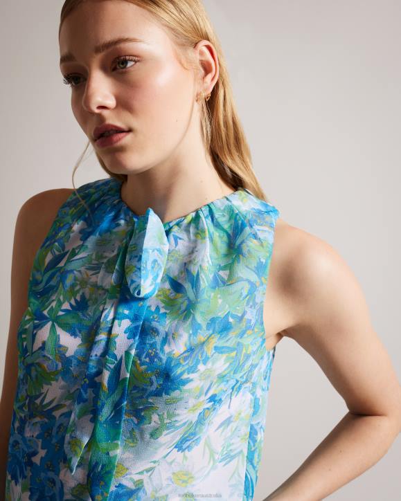 Ted Baker Chalote Sleeveless Floral Top With Tie Detail White Clothing Women TLPL430