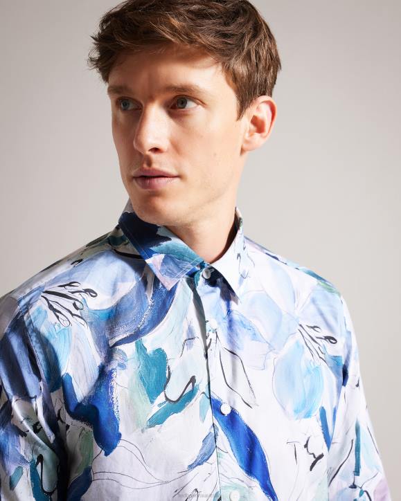 Ted Baker Clunie Painted Floral Print Shirt Multicolor Clothing Men TLPL1496