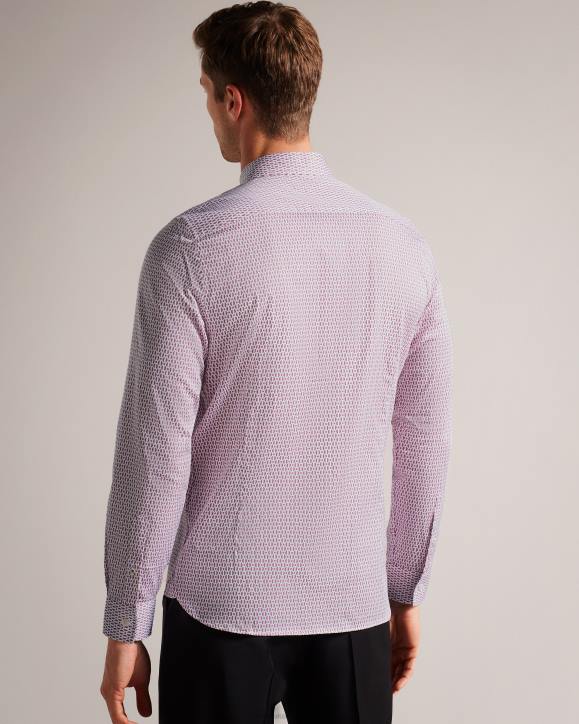 Ted Baker Conifur Long Sleeve Circle Geometric Print Shirt Light Pink Clothing Men TLPL1229