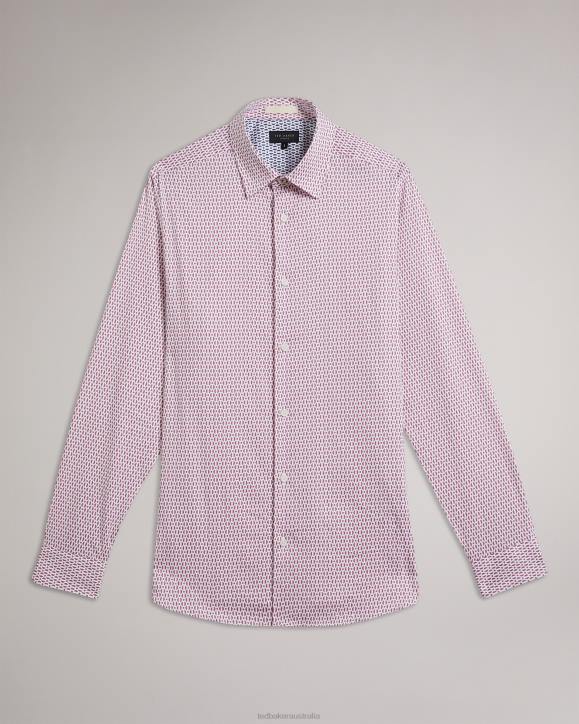 Ted Baker Conifur Long Sleeve Circle Geometric Print Shirt Light Pink Clothing Men TLPL1229