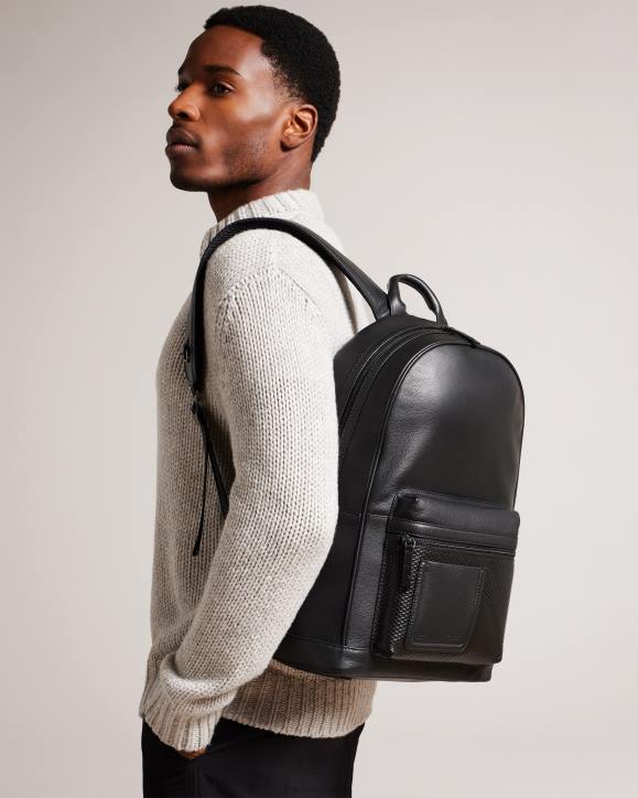 Ted Baker Convoy Textured Leather Backpack Black Bags Men TLPL1759