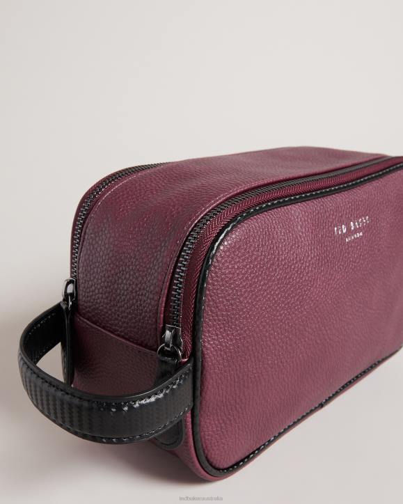 Ted Baker Criss PU Double Zip Washbag Dark Red Gifts Men TLPL1791