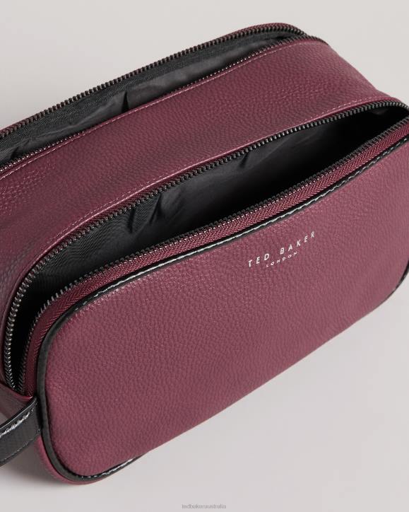 Ted Baker Criss PU Double Zip Washbag Dark Red Gifts Men TLPL1791