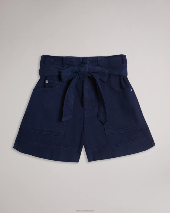 Ted Baker Danikii Self Tie High Waist Denim Shorts Dark Blue Clothing Women TLPL352