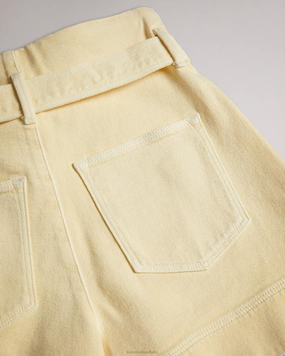 Ted Baker Danikii Self Tie High Waist Denim Shorts Light Yellow Clothing Women TLPL382