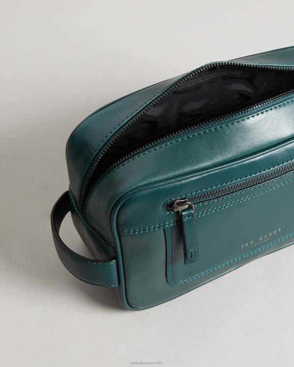 Ted Baker Dann Leather Washbag Dark Green Gifts Men TLPL2078